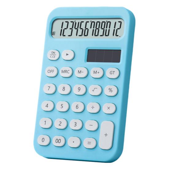 Desktop Calculator Solar Powered Battery Operated 12 Digits Non-slip Oval Buttons Large LCD Display Finance Student Calculator Office Supplies