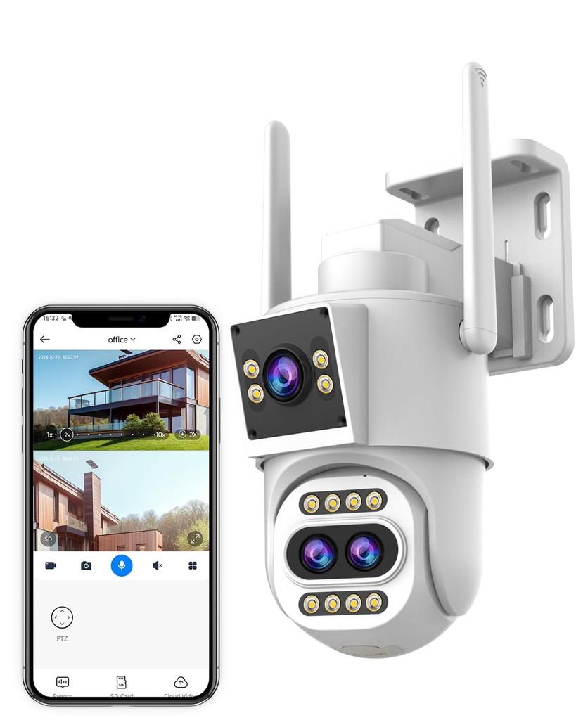 Newest 2Kx2 Dual Omnidirectional JOOAN Security Outdoor WiFi Wired Lan Automatic 24 Hour Recording Surveillance Outdoor Remote Control of Answering