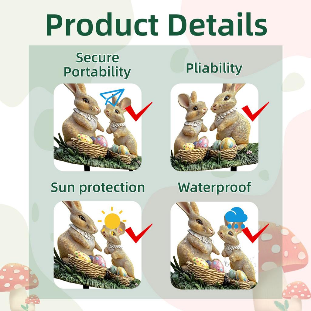 Easter Rabbit and Eggs Garden Stake Acrylic Waterproof Outdoor Decoration Yard Ornament for Seasonal Celebration