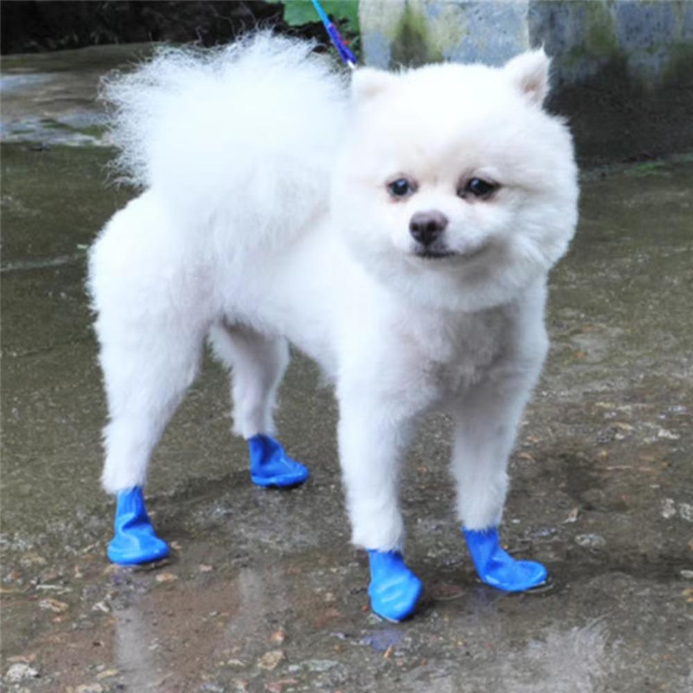 4Pcs WaterProof Pet Socks Rubber Pet Dog Rain Boots Pet Supplies Dog Rain Shoes  Puppy