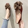 New Fashion Pumps Soft Casual Women Sneakers 2024 Fashion Women Low Heel Square Toe Bow Solid Color Ladies Flat Shoes