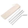 Stainless Steel Straws, 3-Piece Set, Reusable, with Cleaning Brush and Storage Bag, Heat-Resistant, Safe, Non-Toxic, Eco-Friendly, Portable, A