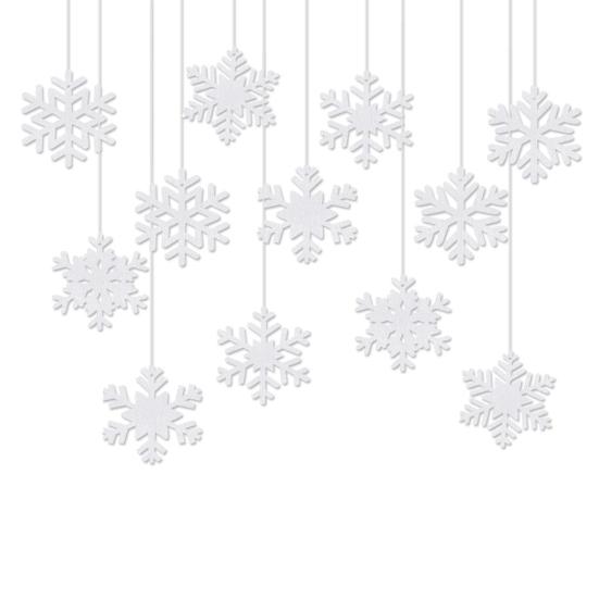 Yousheng 12 Pcs Felt Snowflake Christmas Ornaments White Snowflake Hanging Decoration for Winter Tree Mantel Wall Home Party Decor