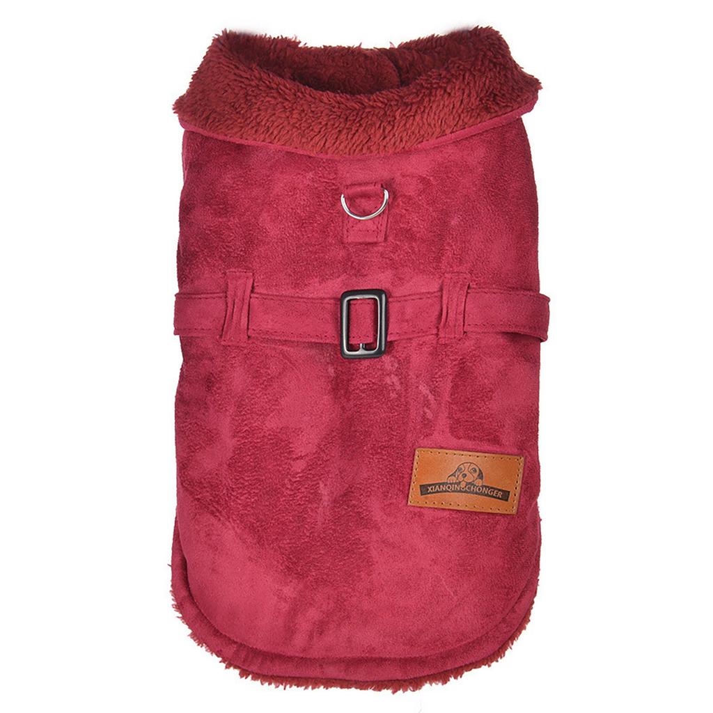 Padded Thickening Imitation Deer Leather Jacket Dog Costumes Pet Clothes