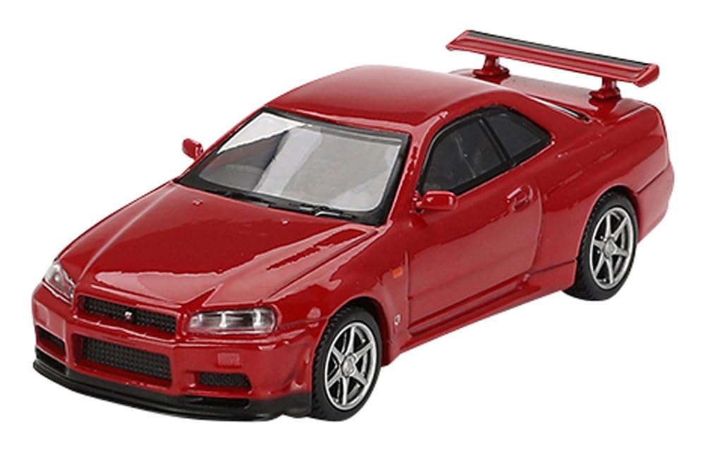 MINI GT 1/64 Nissan Skyline GT-R R34 V-Spec Active Red (Right-Hand Drive) Finished Product