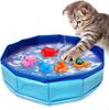 Portable Cat Pool Foldable Cat Pool with 6 Water Indoor Splash Boredom Automatic Easy Water Supply and Pet Water Pet Supplies Toy, Fish-Shaped Toys,