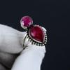 Kashmir Ruby Adjustable 925 Sterling Silver Ring - Fits US Sizes 6 To 10 - Handmade Boho Jewelry for Women & Men, Valentine Gifts