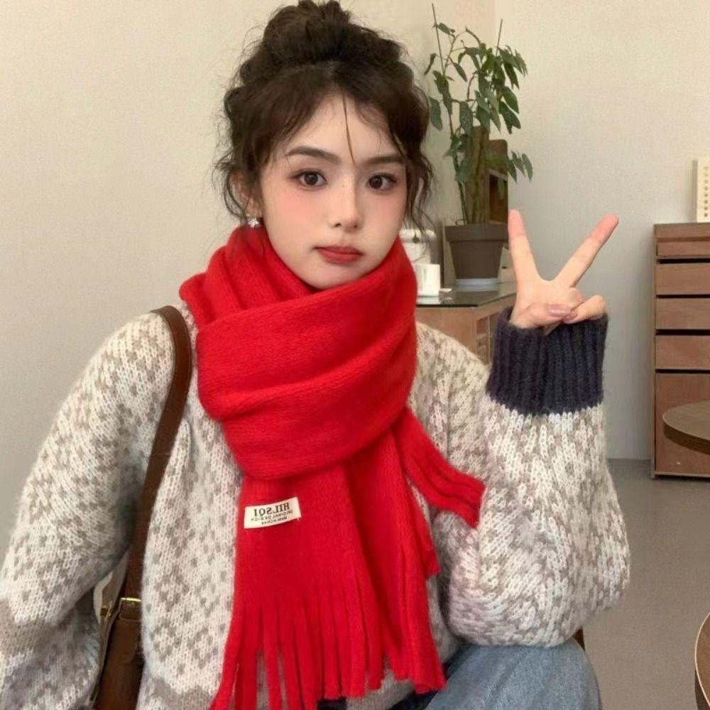 Warm Winter Cashmere Scarf Solid Color Shawl Wrap Fashion Long Tassel Scarves Women