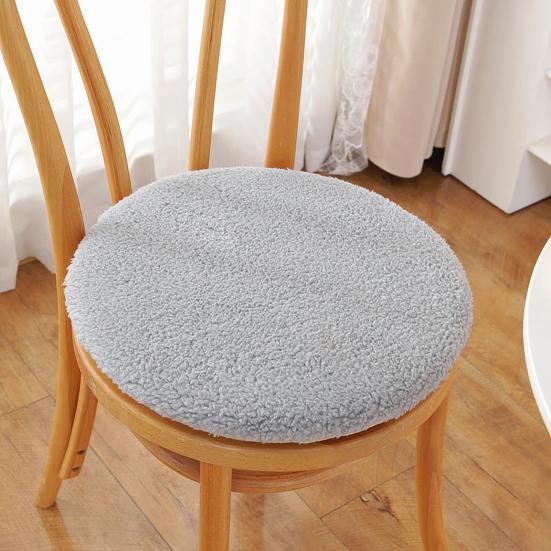 Fleece Round Chair Cushion Plush Faux Lambswool Seat Pad with Zip Winter