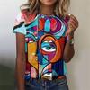 3D Printed Funny Painting T-Shirt For Women Colorful Eye Splicing Pattern T Shirts Summer Casual Short Sleeves O-Neck Tops Tees