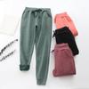 Women's Autumn and Winter Outer Wear Padded Casual Pants Loose Solid Colour Mid Waist Small Leg Pants