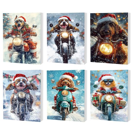Christmas Funny Motorcycle Dog Advent Calendar 2025 24-Day Countdown with 2D