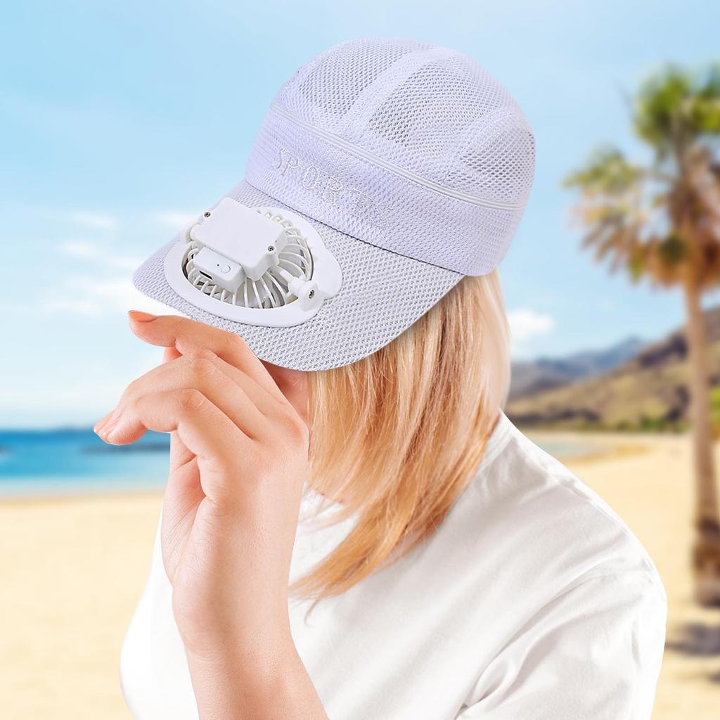 Летняя перезаряжаемая шляпа-вентилятор с сильным ветром и регулируемым солнцем для взрослых с козырьком и кепкой с открытым верхом для отдыха и путешествий