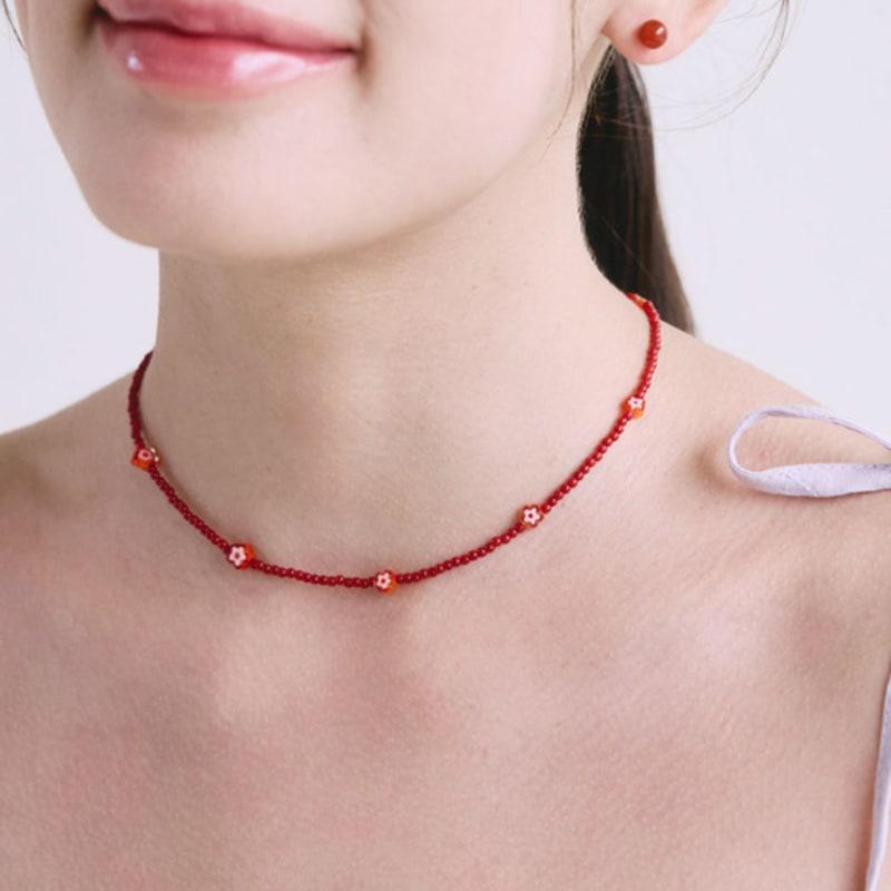 NUOY Petite Red Flower Necklace