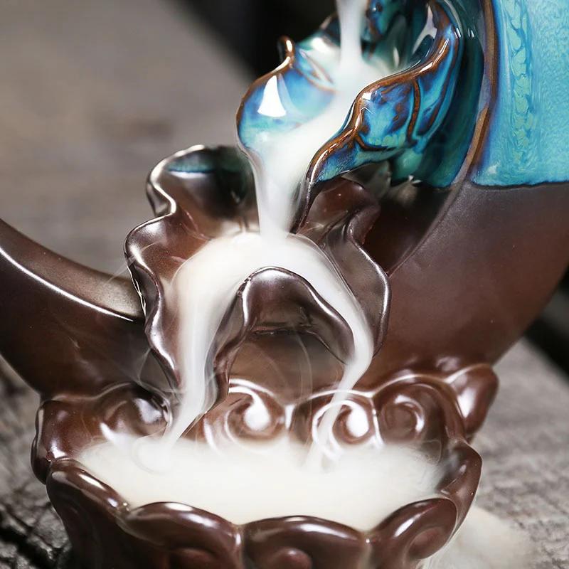 Ceramic Flowback Incense Stove Artistic Conception Waterfall Decoration Incense Stove Handicrafts Yoga Incense