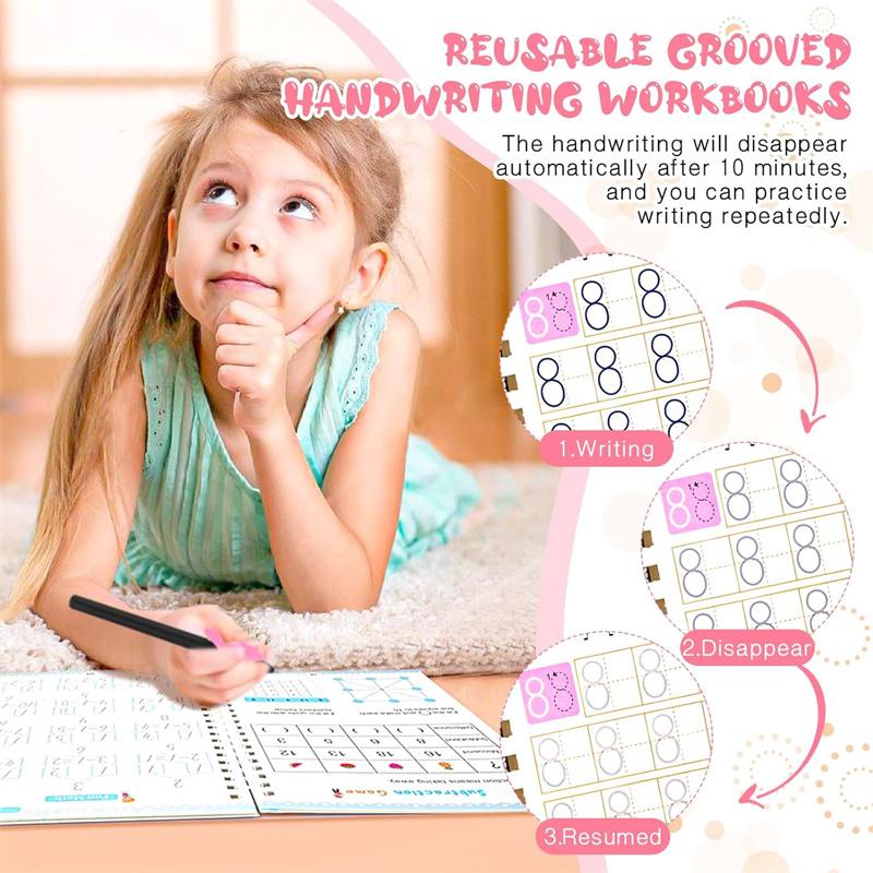 Preschool Grooved Handwriting Practice Book, Reusable Grooved Writing Books,Handwriting Book Practice For Kids