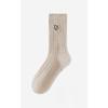 Women's Spring and Autumn Mid-calf Socks, Embroidered White Anti-pilling Pure Cotton Socks, Sweat-absorbing and Odor-proof Pile Socks