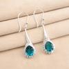 Natural Apatite Gemstone 925 Sterling Silver Zircon Drop/Dangle Earrings 1.86" CZE-7-2