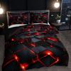 Geometric Red 3D Cube Duvet Cover Set Breathable All-Season Bedding with Pillowcases Digital Print Woven Fabric Home Dorm Decor