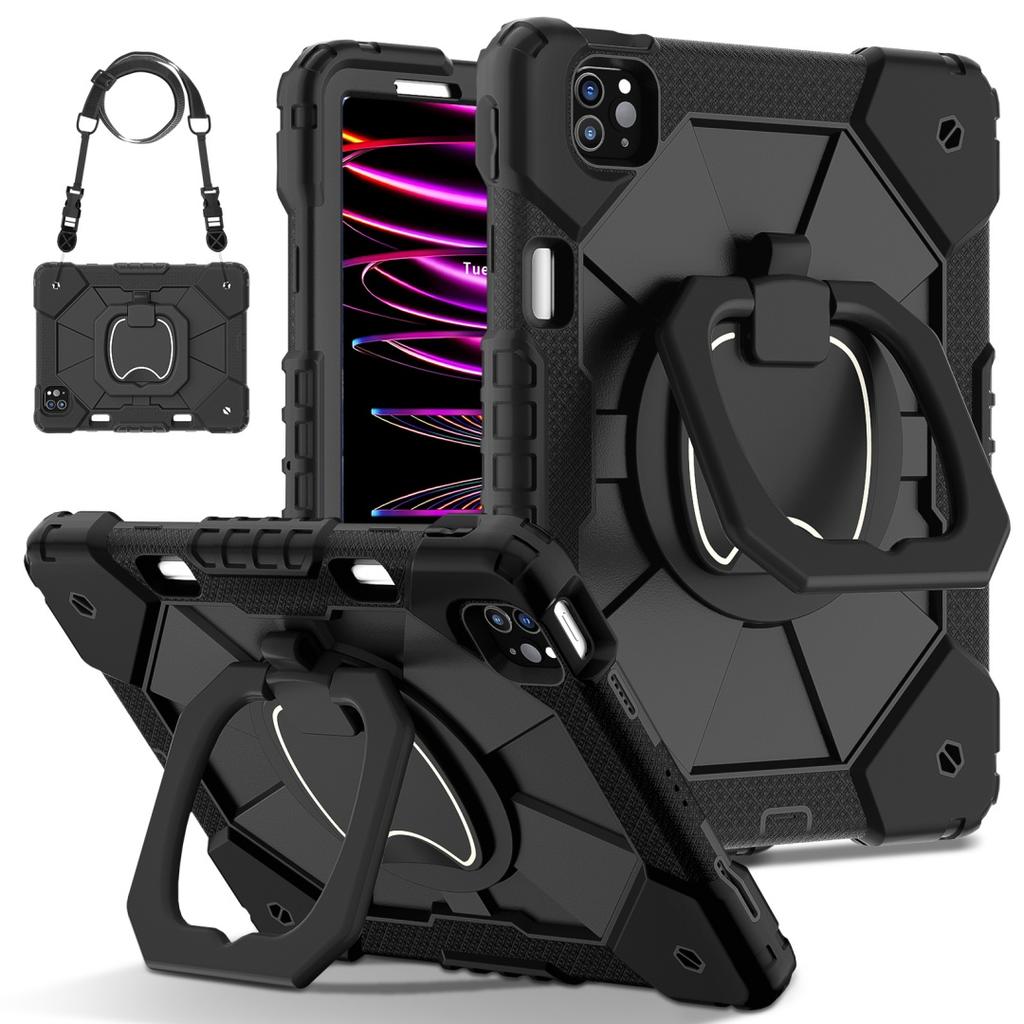 For Apple iPad Air (2020)/ iPad Air 4, 360° Rotating Grip Heavy Duty Protection Stand TPU+PC 3in1 Anti-knock Shockproof Tablets PC Case