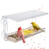 Window Viewing Bird Feeder with 3 Section Tray and Roof Cover, Outdoor Suction Cup Hanger Clear Plastic Wild Bird Feeder
