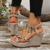 High Heel Wedges Modern Sandals Mixed Color Summer Outside Women's Shoes On Sale 2025 Fashion Casual Ethnic Women's Sandals