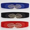Ladies Decoration With Skirt Sweater Leaf Pair Buckle Elastic Waist Seal Thin 4Cm Elastic Belt