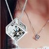 Top Quality Silver Color Women Necklace Fashion Luscious High Quality Crystal Zircon Square Pendant Clavicle Chain Jewelry Gifts