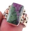 Ruby In Zoisite Handmade Lab-Created 925 Sterling Silver Two Tone Ring S.7 Y2D42