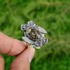 Natural Turritella Agate Promise Flower Adjustable Ring 925 Silver For Women