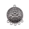 4pcs Round Carved Flower Earring Connector Jewelry Components Accessories Antique Silver Color Zinc Alloy 29X23mm