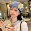 Тонкая шляпа художника во французском стиле, шапка художника, элегантный берет с цветком, женская/для девочек