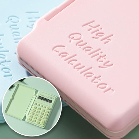 Mini Calculator Flip Cover 8 Digits Big Buttons Large LCD Display Battery Operated Portable Student Finance Desktop Calculator Office Supplies