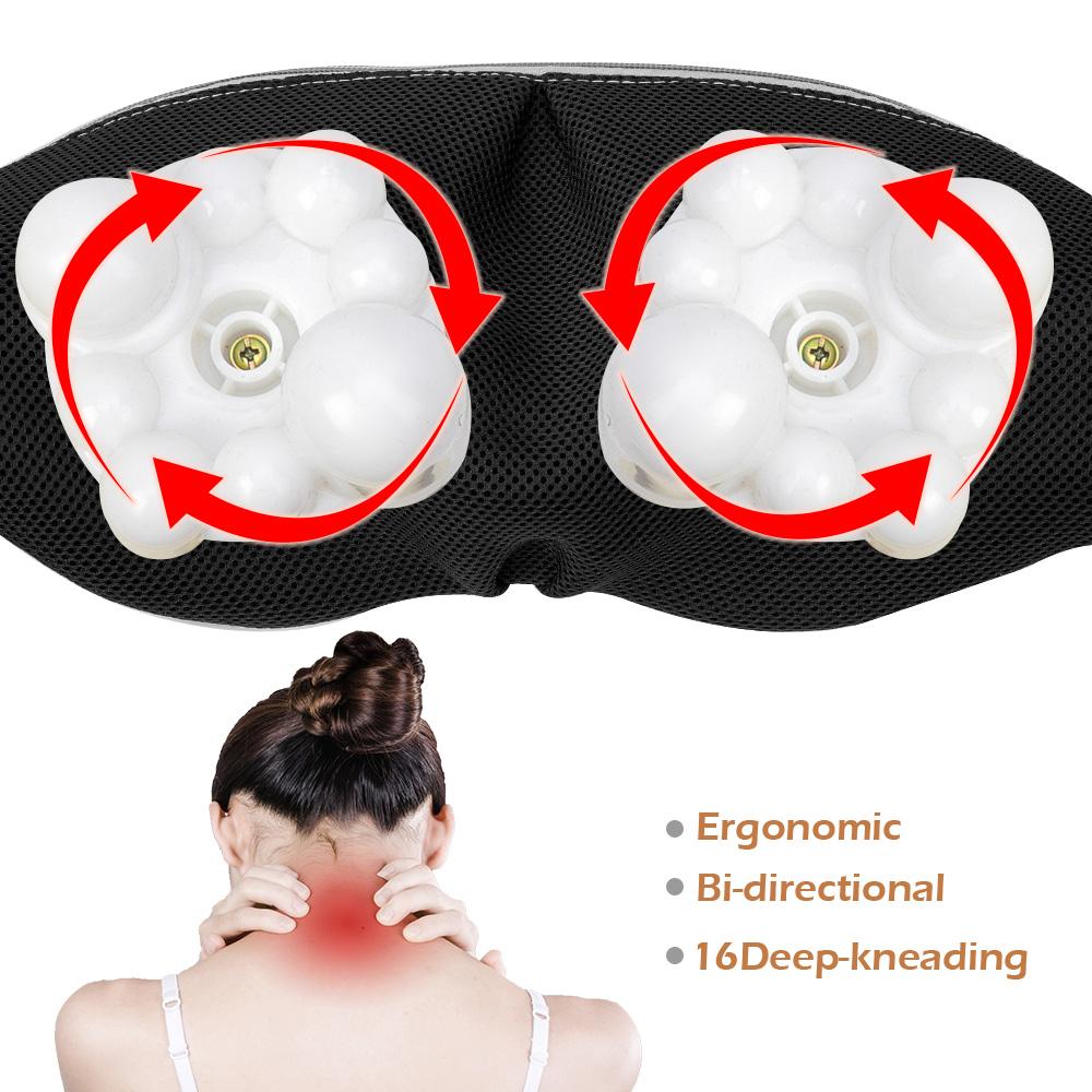 U Shape Kneading Shiatsu Infrared Heated Kneading Car/Home Massagem Cervical Back Neck Massager Shawl Device Shoulder Massager