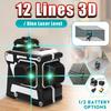 3D 12 Line Laser Level Blue Green Light 360 Degree Rotation Auto Leveling Horizontal Vertical Laser Beam with 2 Battery