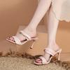 2025 Summer Square Head Open-toed Thin Soft Soled Slippers One-line Sandals Women Shoes Versatile High Heels