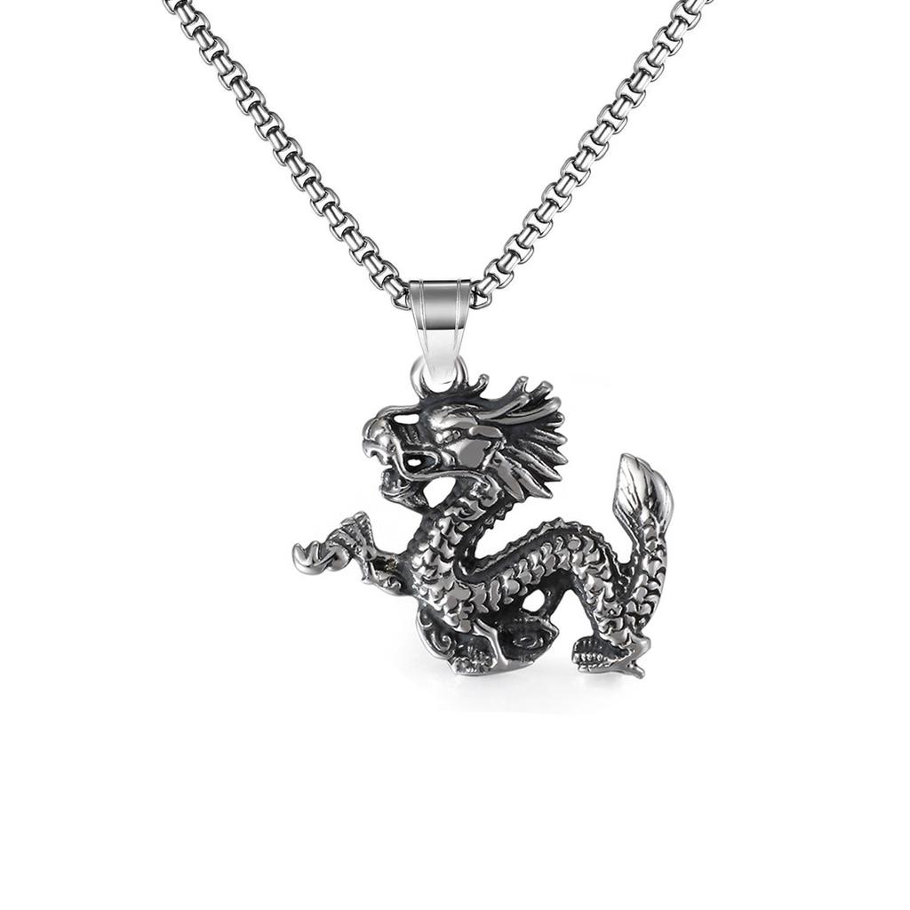 Stainless Steel Domineering Wolf Head Men'S Necklace Fashionable Personality Versatile Sweater Chain