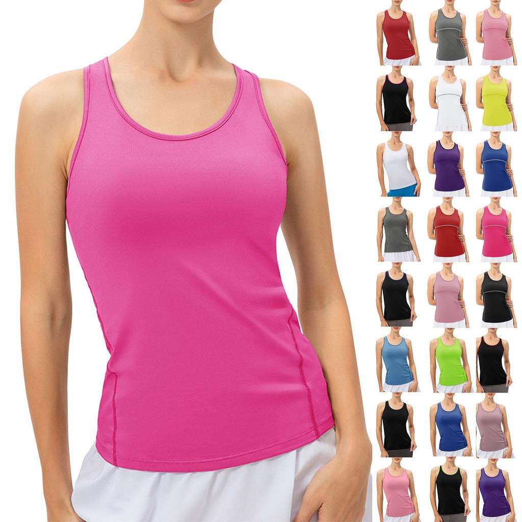 Women's Top Solid Color Sports Fitness Running Yoga Quick Drying Vest