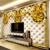 European-style 3D Mural Wallpaper Luxury Flower Soft Bag Photo Wall Painting Luxury Living Room Sofa Tv Background Art Decoration