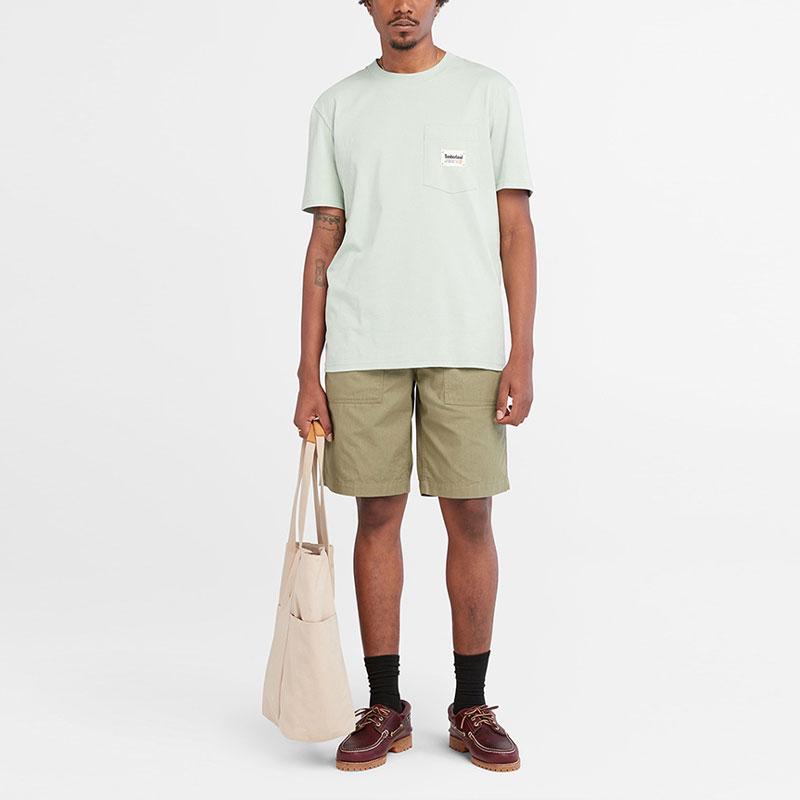 Timberland Solid Color Crew Neck Short Sleeve T-Shirt Men Tops Frost-Green A6QXH-Q43