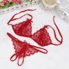 Sexy Women Lady Lingerie See Through Lace Underwear Sleepwear Lace Up Bra +Open Crotch G-string Erotic Set For Woman