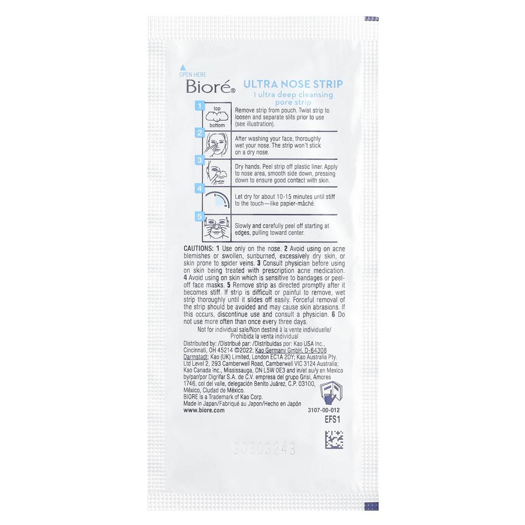 Biore Deep Cleansing Pore Strips, Ultra Strength, Witch Hazel, 6 Nose Strips
