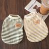Pet Striped Vest Spring and Autumn Simple Casual Base Shirt Pet Short Sleeved Schnauzer Puppy Specific Round Neck Two Legged Top