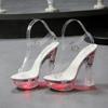 10365 Series 15cm Heel 6.5cm Platform LED Luminous Night Club Show Shoes Catwalk Pole Dancing Shoes Crystal LFD