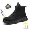 Men'S Work Shoes Indestructible Men Safety Shoes Outdoor Safety Boots Steel Toe Sneakers Anti-Puncture Work Shoes Work Boots Man