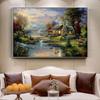 European Oil Painting Pastoral Style Canvas Painting Landscape Posters and Prints Mountain Rivers Pictures Living Room Decor