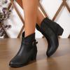 Shoes for Women 2024 Hot Sale Winter Mid-Calf Women's Boots Solid Color Round Toe Zipper Buckle Chunky Heel Zapatillas De Mujer