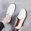 Soft Bottom Mother's Loafers 2024 Spring/Autumn Flat Casual Shoes Non Slip Women's White Flats  Moccasins Geunine Leather