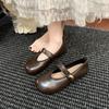 Commuter Literary Style Small Leather Shoes Retro Fashion 2025 Women's Shoes Round Head Word with Ballet Single Shoes Versatile