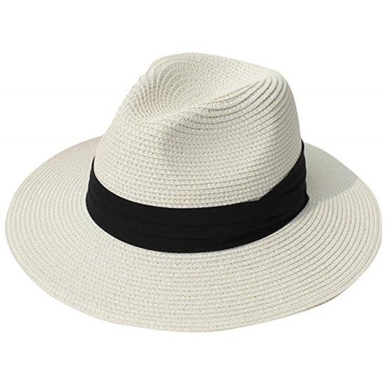 Ladies Hat Wide Brim Sun Protection Wide Applications Simple Pure Color Straw Hat for Beach